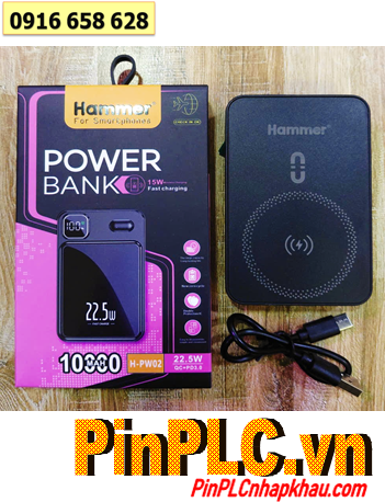 HAMMER H-PW02 Wireless Quick Charge Power Bank /Sạc dự phòng Wireless 10.000mAh 22.5W LED LCD QC3.0